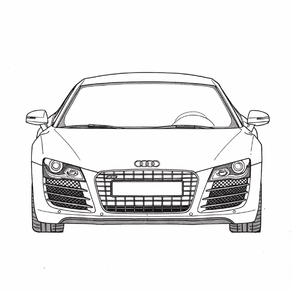 Hochleistungsauto mit Carbon-Kleidungen und Tuning-Designs.