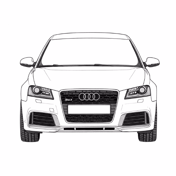 Audi A3 Car Frontzeichnung für individuelle Fahrzeugmodifikationen.