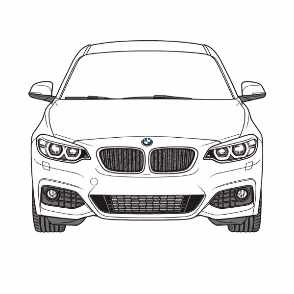 BMW car silhouette with carbon modifications, performance upgrade, sporty design.
