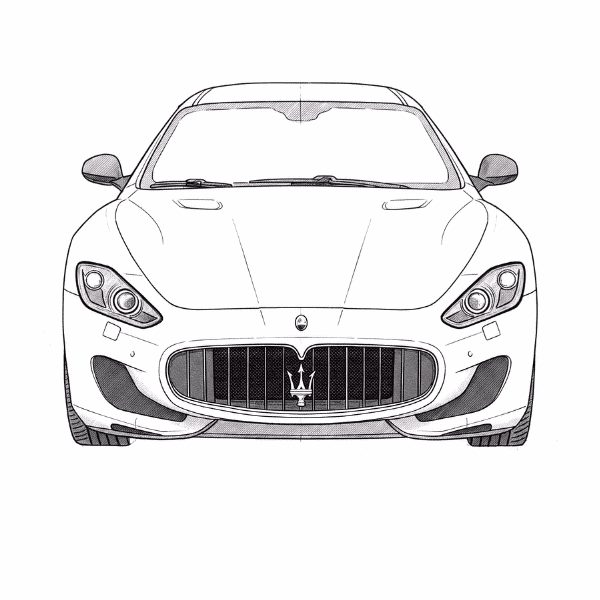 Hochglanz Carbonfaserschwarz car wrap für Maserati Ghibli, sportliches Auto-Design.