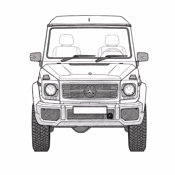 Rosarote, offener, maßgefertigter Mercedes-Benz G-Class mit Carbon Modifications, schwarze Akzente, SUV.