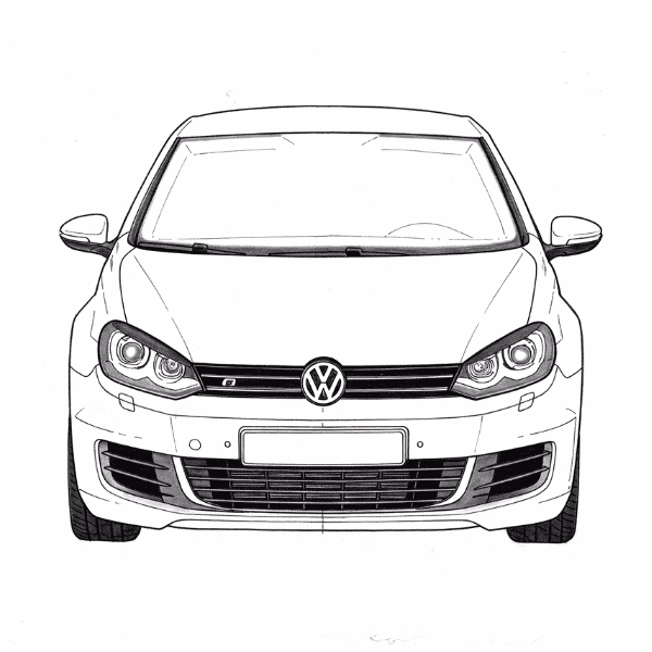 Leistungsstarkes Fahrzeug mit VW-Logo, bereit für Tuning und Automobilmodifikationen.