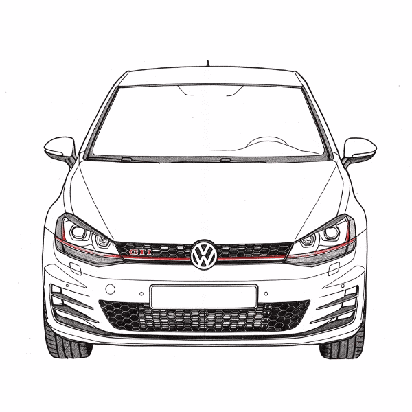 2. Hochwertiger VW Golf GTI mit Carbon-Finish.